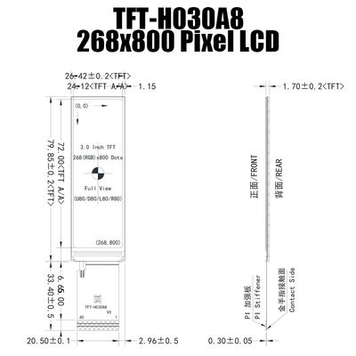 इंस्ट्रुमेंटेशन के लिए 3.0 इंच आईपीएस 268x800 वाइड तापमान टीएफटी डिस्प्ले पैनल ST7701S